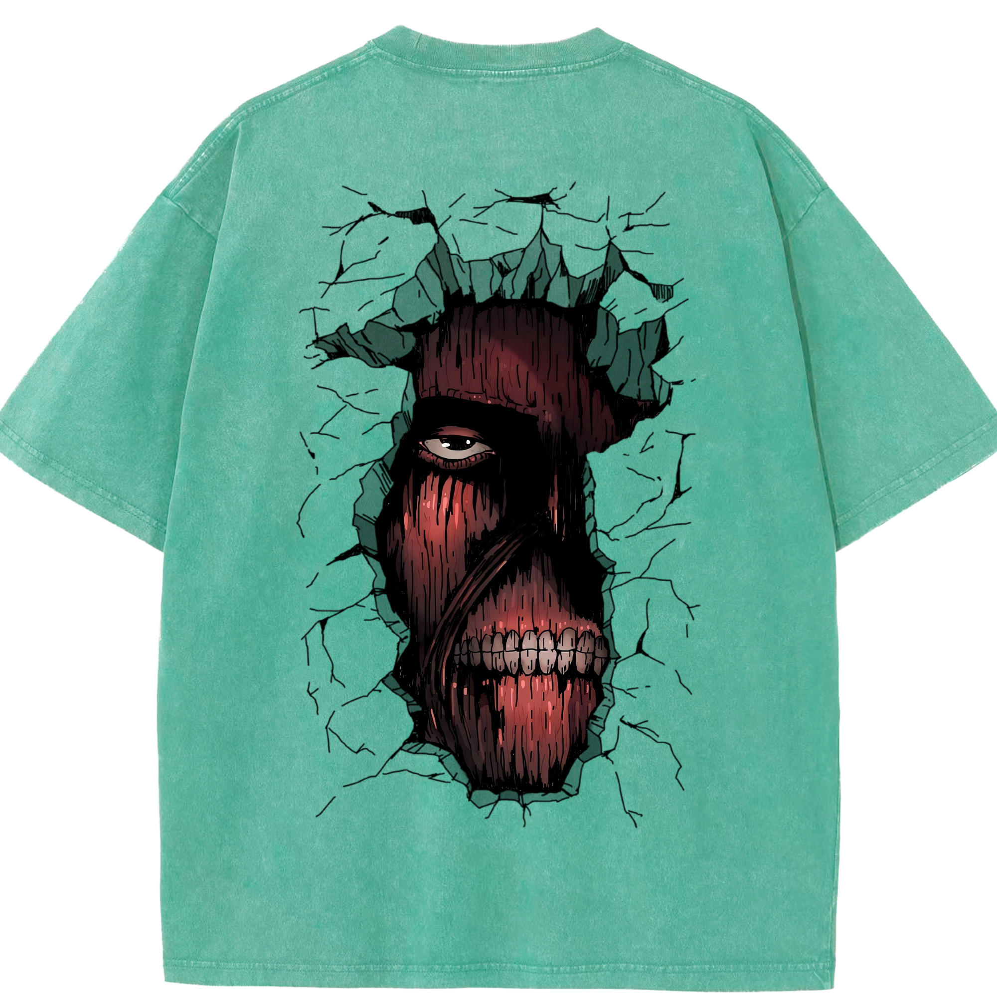 （画像用） 進撃の巨人 Attack on Titan 綿100% ヴィンテージ風 半袖Tシャツ（背面プリント）